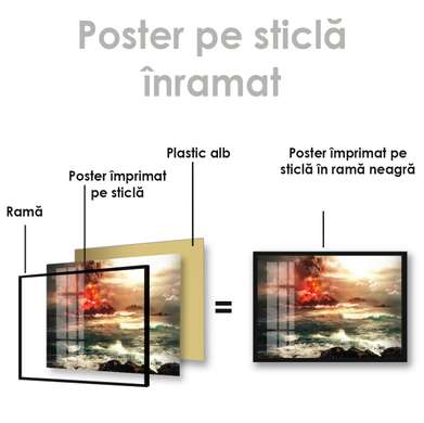Poster - Volcanic eruption, 90 x 60 см, Framed poster on glass, Nature