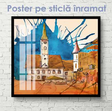 Постер - Колокольня, 40 x 40 см, Холст на подрамнике, Города и Карты