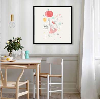 Poster Flying Bunny, 40 x 40 см, Canvas on frame