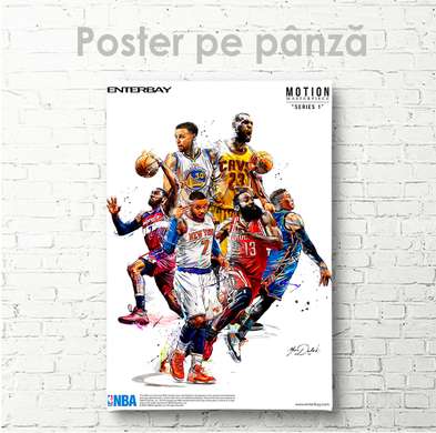 Poster - Basketball team poster, 60 x 90 см, Framed poster on glass