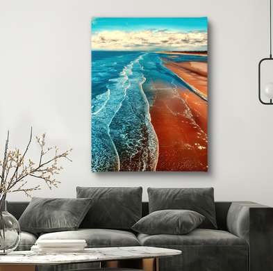 Poster - Waves along the coast, 60 x 90 см, Framed poster on glass
