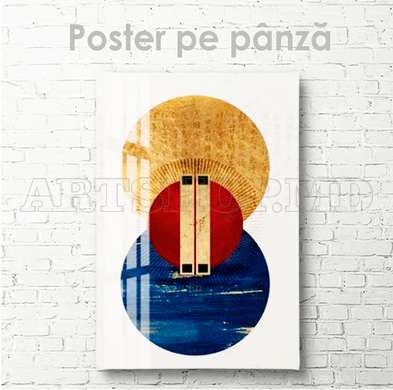 Poster - Pictura albastru-auriu, 60 x 90 см, Poster inramat pe sticla, Abstracție