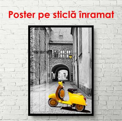 Постер - Ретро скутер, 30 x 60 см, Холст на подрамнике, Транспорт