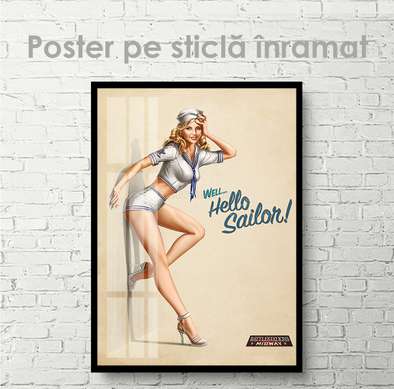 Постер - Привет, Морякам!, 30 x 45 см, Холст на подрамнике, Ню