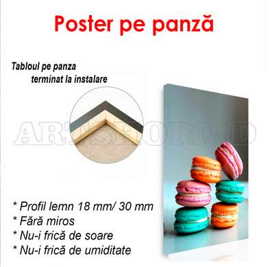 Poster - Prăjituri macarons multicolore, 45 x 90 см, Poster inramat pe sticla, Alimente și Băuturi