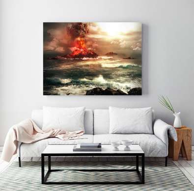 Poster - Volcanic eruption, 90 x 60 см, Framed poster on glass, Nature