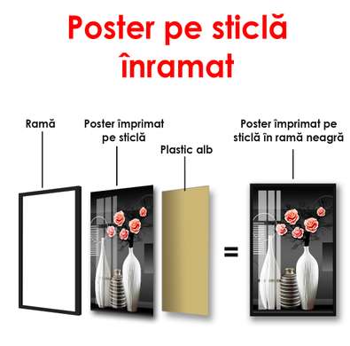 Poster - Modern vases and roses, 60 x 90 см, Framed poster