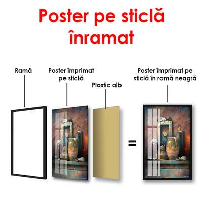 Постер - Натюрморт из старинных кувшинов, 60 x 90 см, Постер в раме, Натюрморт