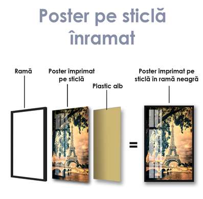 Постер - Эйфелевая Башня в винтажном ретро стиле, 30 x 60 см, Холст на подрамнике