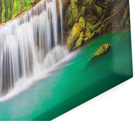 Modular picture, Waterfall and green forest., 198 x 115
