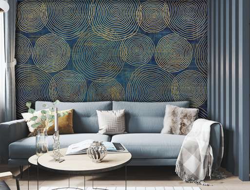Wall Mural - Retro style circles on a turquoise background