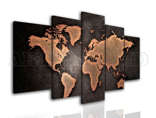 Modular picture, Political map of the world on a brown background, 108 х 60