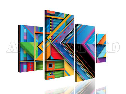 Модульная картина, Разноцветная геометрия, 100 x 68