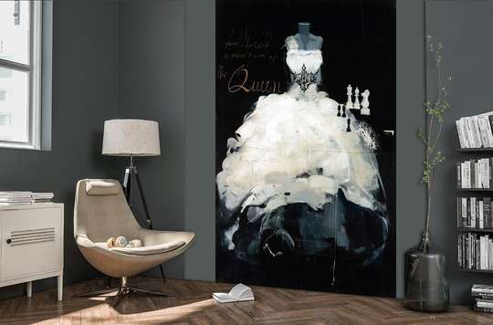 Wall Mural - White dress on a black background