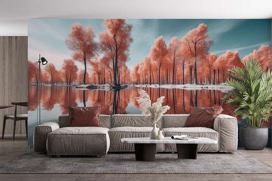 Wall mural - The pink trees and the blue sky