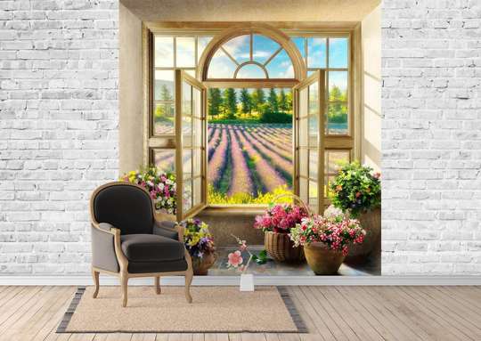 Wall Mural - Window overlooking the lavender field
