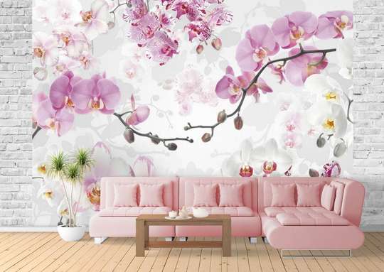 Fototapet - Crenguța cu orhidee roz