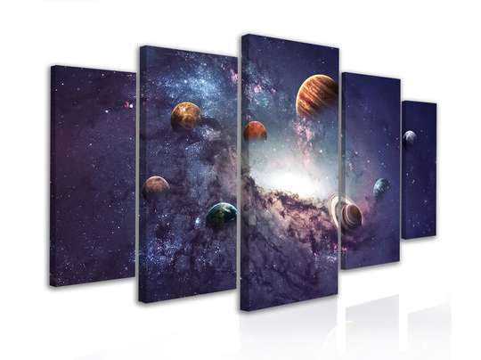 Tablou Pe Panza Multicanvas, Planetele universului nostru, 108 х 60