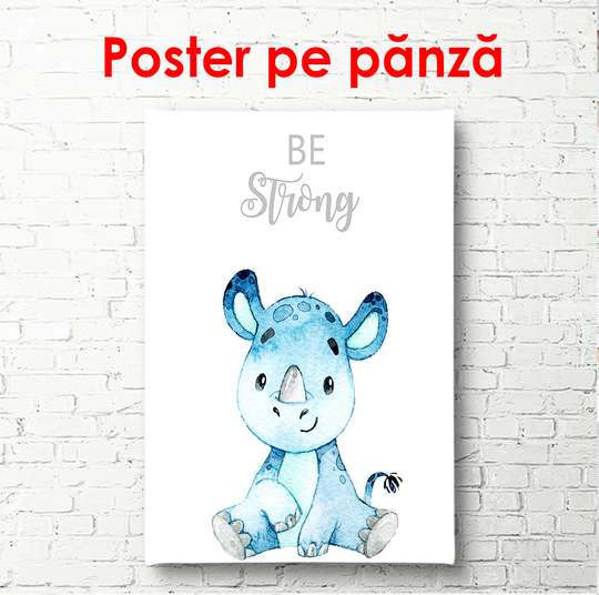 Poster - Hippopotamus on a white background, 60 x 90 см, Framed poster