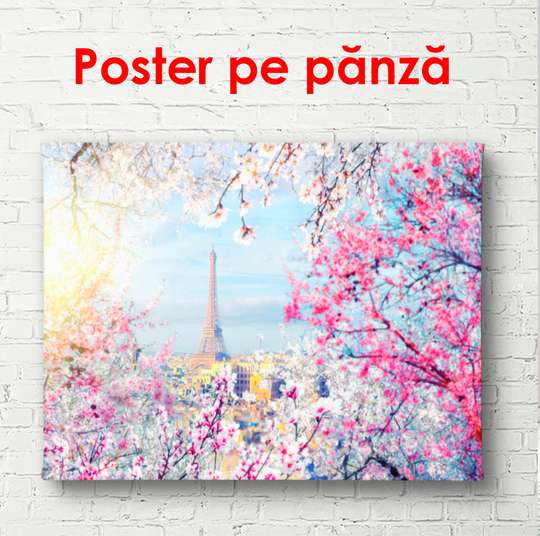 Poster - Beautiful Paris with a view of the Eiffel Tower at dawn, 90 x 60 см, Framed poster