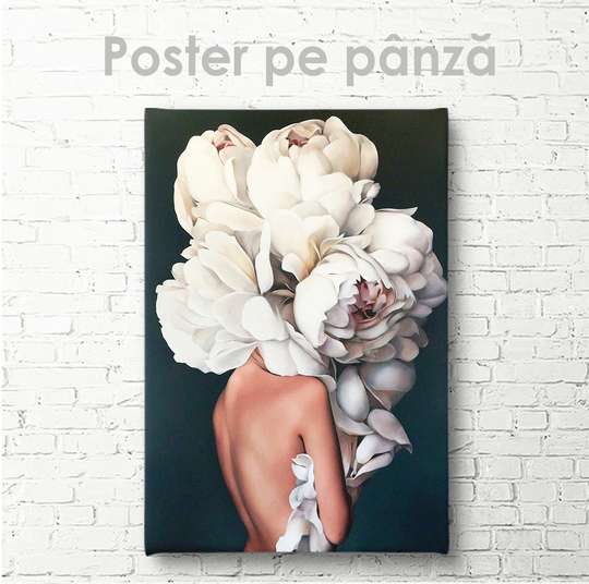 Poster - Flori albe 1, 30 x 45 см, Panza pe cadru