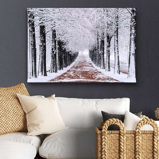 Poster, Pădurea de iarnă, 45 x 30 см, Panza pe cadru