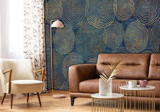 Wall Mural - Retro style circles on a turquoise background