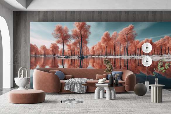 Wall mural - The pink trees and the blue sky