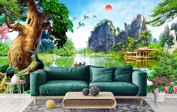 Wall Mural - Chinese landscape by the lake