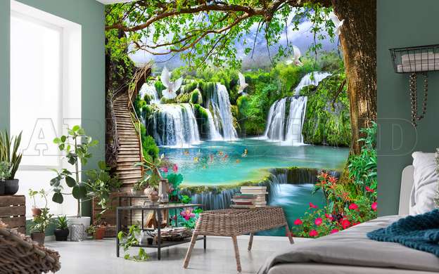 Wall Mural - Waterfall in the park