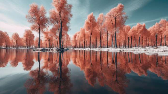 Wall mural - The pink trees and the blue sky