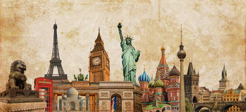 Wall Mural - Architectural symbols of the countries of the world