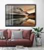Poster - Sunset by the lake in the mountains, 90 x 60 см, Framed poster on glass
