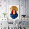 Poster - Blue-gold painting, 60 x 90 см, Framed poster on glass, Abstract