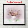 Poster - White vase with twigs, 100 x 100 см, Framed poster