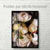 Poster - White peonies 1, 60 x 90 см, Framed poster on glass, Flowers