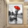 Poster - Under the umbrella at the railway station, 30 x 45 см, Canvas on frame, Picturi