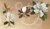 Wall mural - Magnolia flowers on geometric background