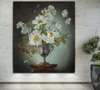 Poster - Painting "White flowers in a vase", 30 x 45 см, Canvas on frame, Art