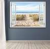 Наклейка на стену - Вид из окна с видом на пляж, Имитация окна, 130 х 85