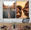 Poster - Road and sunset in the desert, 40 x 60 см, Framed poster on glass