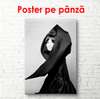Poster - Audrey Hepburn in a black raincoat, 60 x 90 см, Framed poster, Famous People