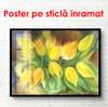 Постер - Букет из желтых цветов на столе, 90 x 60 см, Постер в раме, Цветы