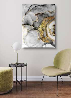 Poster - Gray gold abstraction, 30 x 45 см, Canvas on frame