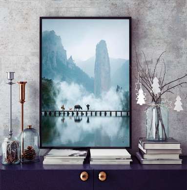 Poster - Peisaj frumos la munte, 30 x 45 см, Panza pe cadru, Natură