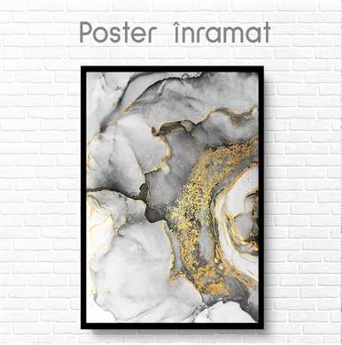 Poster - Abstractie aurie-gri, 60 x 90 см, Poster inramat pe sticla