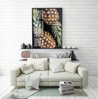 Poster - Ananas, 60 x 90 см, Poster inramat pe sticla