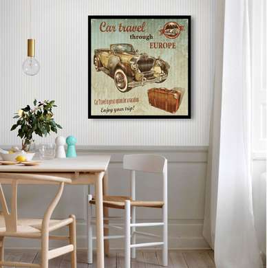 Poster - Retro car, 100 x 100 см, Framed poster, Vintage