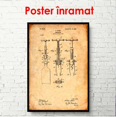 Poster - Desen cu trei tirbușoane, 60 x 90 см, Poster înrămat, Vintage