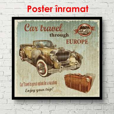 Poster - Mașina retro, 100 x 100 см, Poster înrămat, Vintage